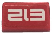 LEGO part Slope 30 1 x 2 x 2/3 with White 'E12' on Red Background Pattern (Sticker) - Set 70615 85984pb221