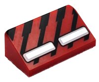 LEGO part Slope 30 1 x 2 x 2/3 with Black Diagonal Stripes and 2 Silver and White Rectangles Pattern 85984pb436