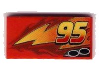LEGO part Tile 2 x 4 with Lightning, Exhaust Pipes and Offset '95' Pattern Model Left Side 87079pb0031L