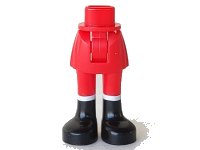 LEGO onderdeel Mini Doll Hips and Skirt, Red Legs and Black Boots Pattern - Thick Hinge 92252c00pb003