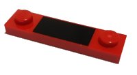 LEGO onderdeel Plate, Modified 1 x 4 with 2 Studs without Groove with Black Rectangle Pattern 92593pb038