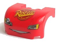 LEGO onderdeel Vehicle, Mudguard 3 x 4 x 1 2/3 Curved with Front with Headlights, Grille and 'Rust-eze' Pattern 93587pb01