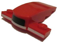 LEGO onderdeel Wedge 4 x 2 x 1 1/3 with 1 x 4 Base with Black and White Stripes Pattern 93589pb007