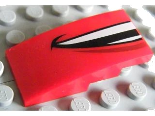 LEGO onderdeel Slope, Curved 4 x 2 with Smiling Mouth Left Half Pattern (L. McQueen) (93606pb001l)
