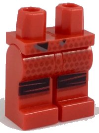 LEGO part Hips and Legs with Dark Red Diamonds, Black Knee Wrappings Pattern 970c00pb0794