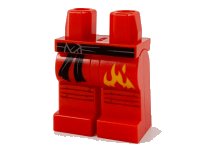 LEGO onderdeel Hips and Legs with Black Sash and Bright Light Orange Flame Pattern 970c00pb1165
