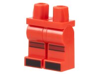 LEGO part Hips and Legs with Dark Red Stripes on Knees, Black Toes Pattern 970c00pb1445