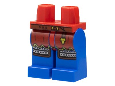LEGO onderdeel Hips and Blue Legs with Red Surcoat, Reddish Brown Belt and Silver Chain Mail Pattern (970c07pb13)