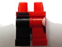 LEGO onderdeel Hips and 1 Red Left Leg, 1 Black Right Leg with Black and White Quadrangles Pattern 970d49pb02