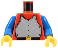 LEGO part Torso Castle Silver Breastplate Armor, Black Belt with Yellow Buckle Pattern / Blue Arms / Yellow Hands 973p40c03