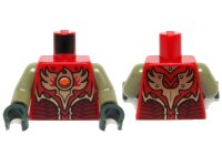 LEGO onderdeel Torso Vest with Dark Red and Gold Armor with Scales and Orange Round Jewel (Fire Chi) Pattern / Olive Green Arms / Dark Green Hands 973pb1715c04