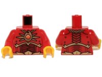 LEGO onderdeel Torso Dark Red and Gold Armor and Necklace with Orange Round Jewel (Fire Chi) Pattern / Red Arms / Yellow Hands 973pb1723c01
