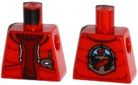 LEGO part Torso Jacket with Pockets and Radio over Dark Red Sweater, Deep Sea Logo with Anchor and Tentacle on Back Pattern 973pb2061