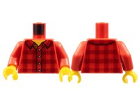 LEGO onderdeel Torso Plaid Flannel Shirt with Collar and 5 Buttons Pattern / Red Arms / Yellow Hands 973pb2343c01