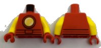 LEGO part Torso Black Belt Outline and Yellow Circle Arc Reactor Pattern (Iron Man) / Yellow Arms / Red Hands 973pb2714c01