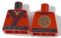 LEGO part Torso Ninjago Robe with Ninjago Logogram 'FIRE', Black Sash and Gold Emblem Pattern 973pb2783