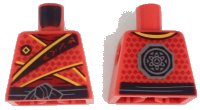 LEGO part Torso Ninja Tunic with Dark Red Diamonds, Bright Light Orange Trim, Black Sash Pattern 973pb3048