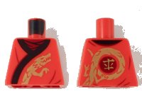 LEGO part Torso Ninjago Robe with Black Hem and Gold Dragon Pattern 973pb3400