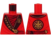LEGO part Torso Ninjago Robe, Dark Red Shirt, Wide Black Hems with Gold Characters and Dragon Pattern 973pb4045
