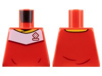 LEGO part Torso Soccer Uniform, Yellow Collar, White Shoulder Panel, Dark Red Dice Logo Pattern 973pb4961