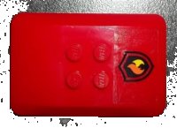 LEGO part Wedge 6 x 4 x 2/3 Quad Curved with Black and Yellow Fire Logo Badge on Transparent Background Pattern (Sticker) - Set 60001 98281pb005