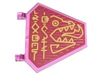 LEGO onderdeel Flag 5 x 6 Hexagonal with Yellow Stylized Neon Ninjago Logogram 'DRAGON GRILL' and Dragon Breathing Fire Pattern (Sticker) - Set 71741 x1435pb033