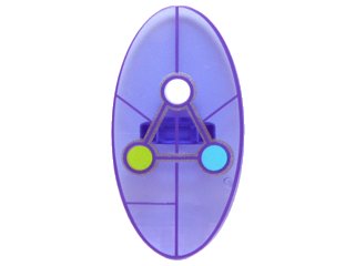LEGO onderdeel Minifigure, Shield Elliptical with Dimensions Keystone Symbol with White, Lime and Medium Azure Circles Pattern (92747pb07)