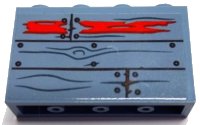 LEGO part Panel 1 x 4 x 2 with Side Supports - Hollow Studs with Wooden Boards, Wood Grain, Nails and Red Paint Pattern (Sticker) - Set 70422 14718pb071