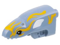 LEGO part Creature Head, Avatar Ilu with 4 Black Eyes and Bright Light Orange and White Markings Pattern 2915pb01