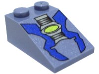 LEGO part Schräge 33 3 x 2 avec Motif Pièces de Machinerie Bleu et Gris Clair avec Oval Vert Néon 3298px5
