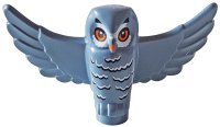 LEGO part Owl, Spread Wings with Orange Beak and Eyes, Black and White Rippled Chest Feathers Pattern 67632pb02