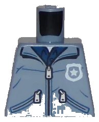 LEGO part Torso Jacket with Zippers over Dark Blue Shirt with Badge and 'POLICE' Pattern 973pb2915