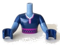 LEGO part Torso Mini Doll Man Dark Blue Top with Purple Sash Pattern, Dark Blue Arms and Hands with Sand Blue Forearms FTMpb011c01