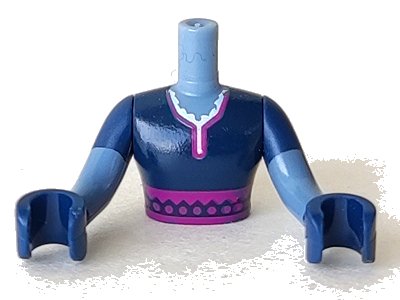 LEGO part Torso Mini Doll Man Dark Blue Top with Purple Sash Pattern, Dark Blue Arms and Hands with Sand Blue Forearms (FTMpb011c01)