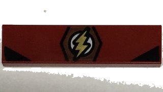 LEGO part Tile 1 x 4 with The Flash Logo Pattern (2431pb0501)