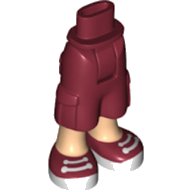 LEGO part Mini Doll Hips and Trousers Cropped Large Pockets, Light Nougat Legs and Dark Red Sneakers Pattern - Thick Hinge 25727c00pb01