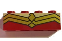 LEGO onderdeel Brick 1 x 4 with Gold Double Angular Lines Pattern 3010pb222