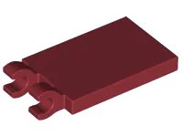 Fliese, modifiziert 2 x 3 mit 2 offenen O Clips in dunkelrot, LEGO Teilenummer 30350b
