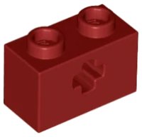 Technic, Brick 1 x 2 with Axle Hole in rosso scuro, numero pezzo LEGO 32064