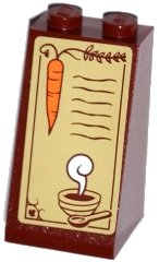 LEGO part Slope 75 2 x 2 x 3 - Solid Studs with Carrot, Steaming Bowl and Spoon Pattern (Sticker) - Set 41075 3684cpb014