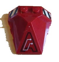 LEGO part Wedge 4 x 4 x 1 1/3 Pyramid Center with Stripes and Exo-Force Circuitry Left Pattern A (Stickers) - Set 7705 47757pb06l
