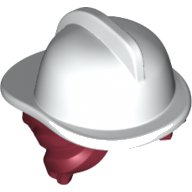 LEGO part Minifigure, Hair Combo, Hair with Hat, Side Bangs and Bun with Molded White Fire Helmet Pattern 53117pb02