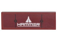 LEGO part Tile 1 x 3 with White 'HAMMER', Black Lines and 2 Screws Pattern (Sticker) - Set 76077 63864pb053
