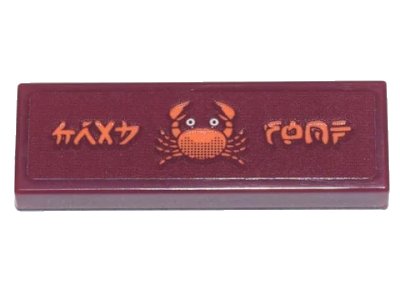 LEGO onderdeel Tile 1 x 3 with Ninjago Logogram 'CRAB SHOP' and Orange Crab Pattern (Sticker) - Set 71741 (63864pb145)