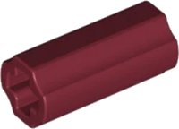 Technic, Axle Connector 2L (Smooth with x Hole + Orientation) in rosso scuro, numero pezzo LEGO 6538c