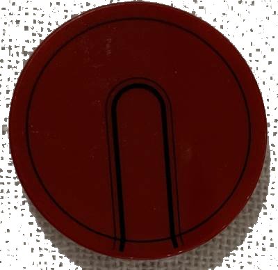 LEGO onderdeel Tile, Round 3 x 3 with Iron Man Helmet Black Circle and Tab Pattern (67095pb003)