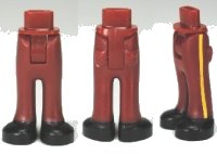 LEGO part Mini Doll Hips and Trousers with Back Pockets with Black Shoes and Yellow Vertical Stripe Pattern - Thick Hinge 92253c00pb04