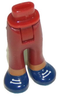 LEGO part Mini Doll Hips and Trousers with Back Pockets with Medium Nougat Ankles and Dark Blue Shoes with White Laces and Soles Pattern - Thick Hinge 92253c00pb31