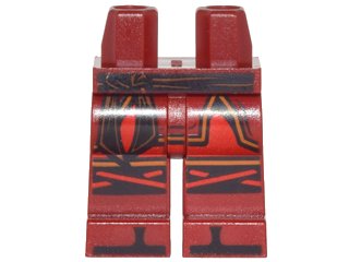 LEGO part Hips and Legs with Black Sash, Armor, Red Knee Straps and Black Zoris Pattern (970c00pb0627)