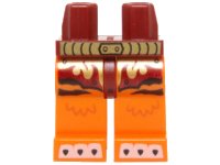 LEGO part Hips and Orange Legs with Dark Red and Gold Loincloth, Gold Belt and White Claws Pattern 970c04pb05